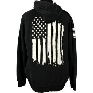 Nine Line Apparel Black Pullover Hoodie American Flag Graphic